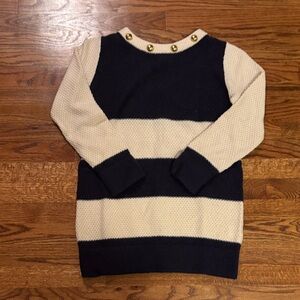 Madchen Anthropologie Navy and Cream Striped Sweater with Gold Button Accents